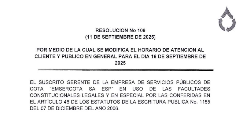 RESOLUCION No 108 (11 DE SEPTIEMBRE DE 2025)